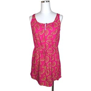 escapada Beach Coverup Hot Pink Lime Green Citrus Fruit Print Tie Waist XS